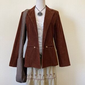 Vintage Wrangler Corduroy Blazer Brown Elbow Patch Western USA Made Retro Office